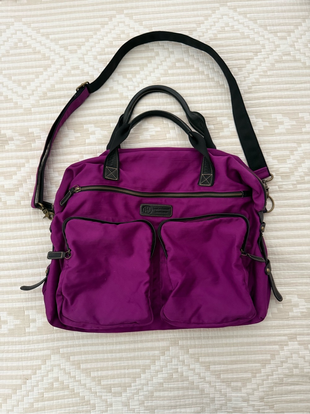 Hayden Harnett Magenta Nylon and Leather Tote